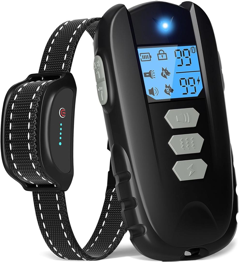 Dog Shock Collar with Remote Control Shock Collar for Dogs 10120 lbs, 2000FT Long Range IPX7 Waterproof Rechargeable Dog Training Collar with 4 Safe Modes Beep Vibration Shock & Flashlight Bk