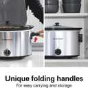 Hamilton Beach 10 Quart Slow Cooker with Folding Handles, Extra-Large Capacity, Serves 12+, Silver with Black Accents, R33190