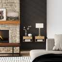Nathan James Jackson Wall Mounted Floating Bedroom Nightstand with Storage Drawer and Modern Open Shelf Cubby Set of 2, Light Oak Wood
