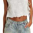 Tie Side Embroidery Flower Tank Tops for Women S