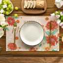 Artoid Mode Flowers Leaves Happy Mother's Day Placemats Set of 4, 12x18 Inch Seasonal Spring Table Mats for Party Kitchen Dining Decoration