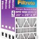Filtrete 20x25x4(SlimFit), AC Furnace Air Filter, MPR 1550 DP, Healthy Living Ultra Allergen Deep Pleat, 4-Pack, Fits Lennox & Honeywell Devices (exact dimensions 19.5 x 24.5 x 3.75)