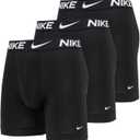 Nike Men`s Essential Micro Long Leg Boxer Briefs 3 Pack (Large, Black(KE1026-001)/W)