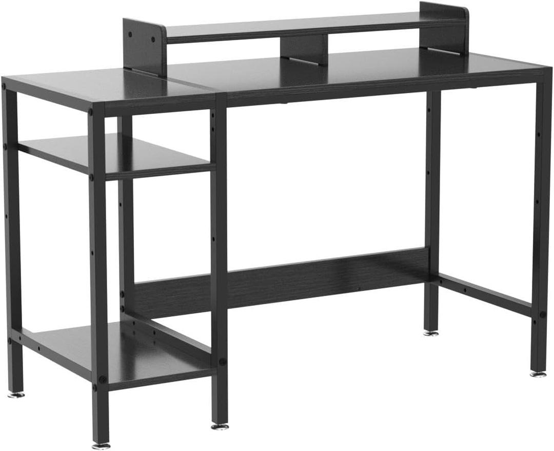 MINOSYS Computer Desk - 47” Gaming Desk, Home Office Desk with Storage, Small Table with Monitor Stand, Storage Space-Savor, Modern Table, Black