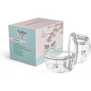 Zomee Wearable Two Silicone Hands Free Collection Cups, Holds up to 8 oz., 19mm 21mm and 24mm Soft Silicone Breast Shield Included, BPA and Phthalate Free