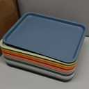 Gerrii 18 Pcs Plastic Fast Food Trays Bulk Restaurant Serving Cafeteria Tray Grill School Lunch Tray Rectangular Serving Platter for Kitchen Hotel Restaurant (9 Colors, 12 x 9 Inch)