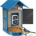 Bird Feeder with Camera with AI Identify Species, Wild Bird Watching, 2K Live View, Instant Arrival Alerts with 5W Solar Powered-Soliom BF08 Metal Blue