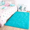 Noahas Door Mat Indoor Entrance, 2x3 Shaggy Small Teal Blue Area Rugs for Entryway, Non-Slip Fluffy Entry Bedroom Rug, Soft Plush Bedside Throw Kids Carpet