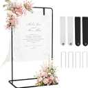 EMART Welcome Sign Stand, 68x31x 20Wedding Sign Stand with 4 Leather Hanging Straps & 4 Reusable Ground Stakes, Black Easel Stand Personalized for Party, Baby Shower, Graduation Ceremony
