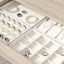 Drawer Jewelry Organizers And Storage,Velvet Bracelet And Ring Display Small Tray,Dresser Jewelry Drawer Organizer Inserts Containers,Earring And Necklace Holder Box (Beige 24 Grids Ring)