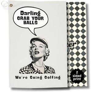 Funny Golf Towels- Golf Themed Gag Gifts for Men Who Have Everything, Golf Towels for Golf Bags with Clip for Men, Funny, Unique Accessories (Darling) (Multicolor-2)