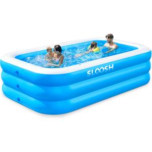 SLOOSH Inflatable Pool for Adults with Seats, 120" x 72" x 22" Full-Sized Blow Up Durable Thickened Above Ground Family Pool, Large Swimming Pools for Backyard Garden Lawn Summer Water Party, Blue