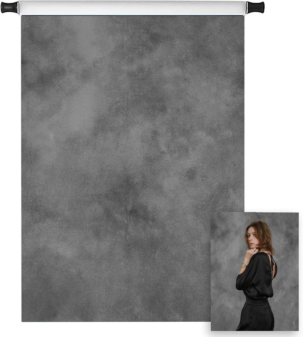 Kate 5x7ft Grey Abstract Photography Backdrop Texture Microfiber Old Master Backdrop Professional Head Shot Gray Portrait Photo Background