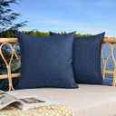 Kevin Textile Pack of 2 Decorative Outdoor Waterproof Throw Pillow Covers Checkered Pillowcases Classic Cushion Cases for Patio Couch Bench 18 x 18 Inch Blue
