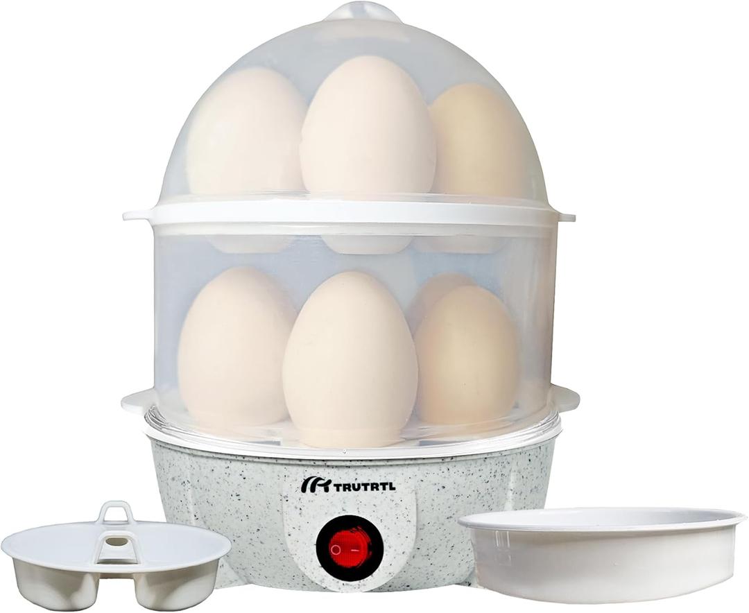 4 in 1 electric egg cooker | Boils up to 14 eggs | Poacher | Omelet maker | Vegetable steamer, dumpling & More | Marble