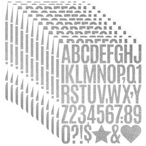 564Pcs 12 Sheets Self Adhesive Glitter Alphabet Letter Stickers 2 inches Large Alphabet Number Vinyl Letters Stickers for Scrapbooking DIY Crafts Graduation Cap Notebook Classroom Decor (Silver)