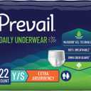 Prevail Daily Protective Underwear - Unisex Adult Incontinence Underwear - Disposable Adult Diaper for Men & Women - Maximum Absorbency - Small - 88 Count (4 packs of 22)