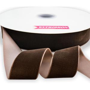 Nylon Velvet Ribbon Single Faced,1 1/2 Inch X 25Yards Spool (Brown)