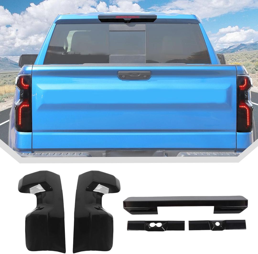 JeCar Smoked Tail Light Cover 3rd Third Brake Light Cover Trim Kit Fit for Chevrolet Chevy Silverado 2022+