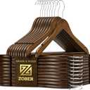 ZOBER Wooden Hangers - Heavy Duty, Non Slip Wood Hangers for Coats, Jackets, Suits, & Pants - Coat Hangers for Closet W/Bar and Notches 20 Pack