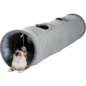 PAWZ Road Cat Tunnel 51 Inches Long Cat Toys Collapsible Tunnel 12 Inches in Diameter Large Cats Tube for Big Cats,Rabbits and Puppy- Large