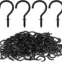 RELBRO Screw Hooks, 1 Inch Metal Screw in Cup Hooks, Black, 100 Pcs