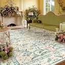 Lahome Boho Rugs for Living Room, Large 8 x 10 Area Rugs for Living Room Non Slip,Soft Ultra-Thin Distressed Floral Throw Carpet for Bedroom Office Dining Room, Cream/Multi (Beige)