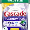 Cascade Platinum Plus Dishwasher Pods, Dish Detergent Soap, Clean Lemon Scent, 62 Count