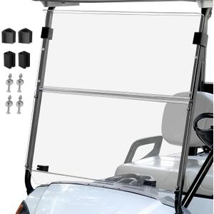 Golf Cart Foldable Windshield 3/16" (5MM) Thicken Only Fits 2007-2016 Yamaha G29/Drive, Fits 1"1" Struts Rail Front Folding Acrylic Windshield Replacement, Included Mounting Hardware (Clear)