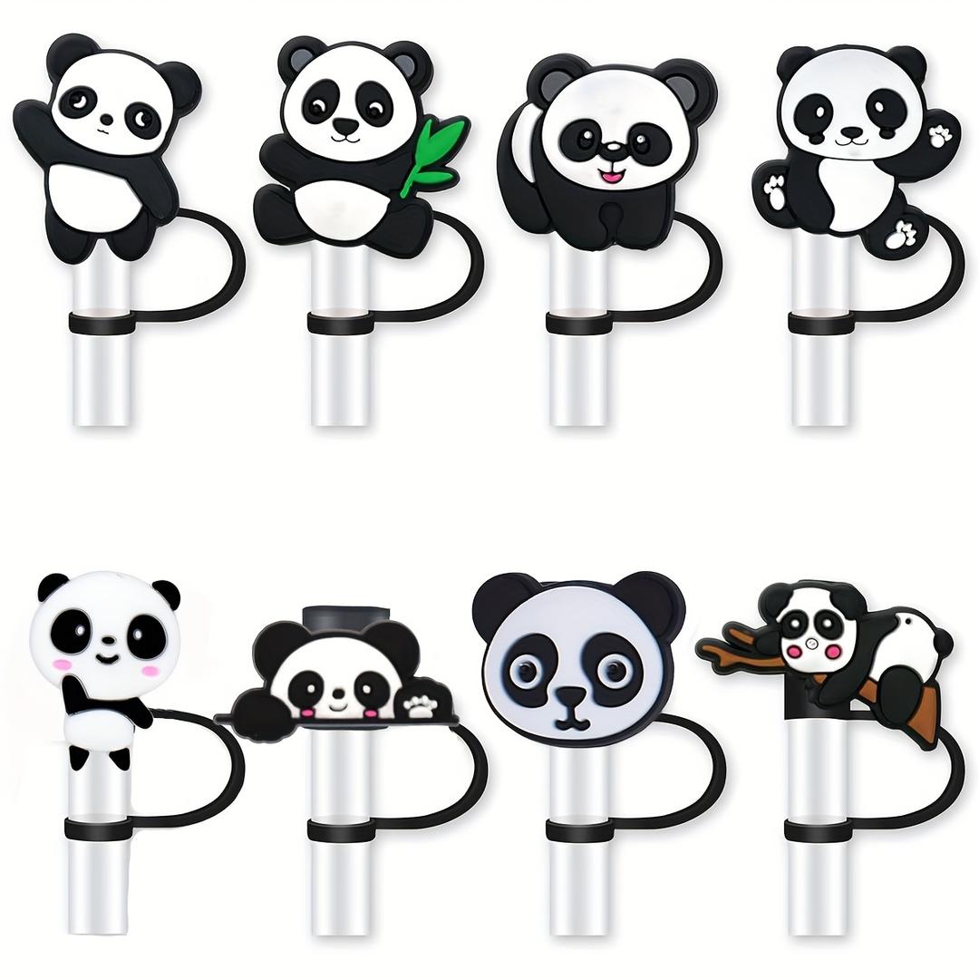 6pcs Panda Straw Cover for Tumbler Cap, Straw Topper, 10mm Drinking Straw Tip Covers for Accessories