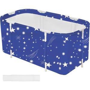 Portable Foldable Bathtub,Soaking Standing Bath Tub for Shower Stall, Easy to Assemble Collapsible Bathtub, Suitable for Travel, Camping and Outdoor Activities (Starry Sky, 45inch)
