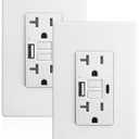 SURAIELEC 20 Amp GFCI Outlet with USB-C & USB-A Ports, Self-Test GFCI Electrical Outlet Combination with USB, Tamper-Resistant GFCI Outlet, Screwless Wall Plate Included, ETL Listed, White,2-Pack