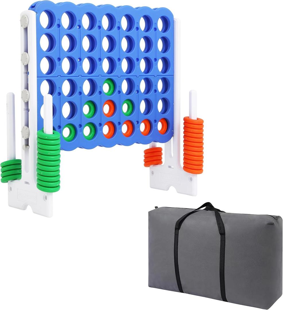 SDADI Jumbo 4 in a Row Game, 4-to-Score Giant Game Set with Adjustable Height (2.5-3.5 FT) for Kids & Adults, Indoor/Outdoor Connect Game with Quick-Release Slider, Perfect for Family and Party Games