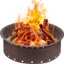 36 Inch Fire Pit Ring, Large Outdoor Campfire Pit for Patio Backyard Garden, Smokeless Steel Firepit with Air Vent for Efficient Burning & Anti-Rust Coating, Brown Steel