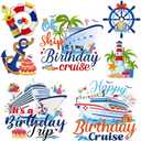 Birthday Cruise Door Decorations - 7 PCs Large Ship Cabin Magnetic Stickers Palm Magnets Anchor Tropical Decals Decorative Magnet Stateroom Accessories for Party Happy Summer Carnival Decor