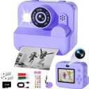 Kids Camera Instant Print - 1080P HD Video Digital Camera for Toddler with Printing Photo Paper, Portable Toy for 4 5 6 7 8 9 10 Years Old, Christmas Birthday Gifts for Boys Girls (Purple)