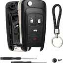 4 Button Key Fob Keyless Entry Remote Shell Case Replacement for Chevy Cruze Equinox Camaro Impala Malibu Sonic Buick Regal Verano Encore Lacrosse GMC Terrain 2010 2011 2012 2013 2014 2015 2016-2021