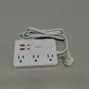 Flat Plug Power Strip Surge Protector, 5ft Ultra Thin Extension Cord with 4 USB Wall Charger(2 USB C Port), 6 Widely-Spaced Outlets Power Strip Compact for Travel, Office, Dorm Room Essentials (White)