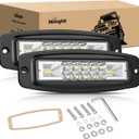 Nilight Flush Mount LED Pods 2PCS 6 Inch 60W LED Work Light Flood Spot Beam Combo Backup Driving Lights Fog Lamp Reverse Grill Mount Lighting for Offroad 4x4 Truck SUV