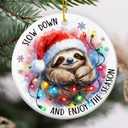 2 x Sloth Christmas Ornaments 2025, Animal Lover Gifts for Teens, Adults, Friends, Christmas Sloth Gifts for Men and Women, Ceramic Ornaments for Christmas Decorations