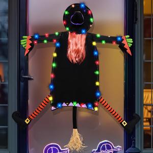 JOYIN 60'' Halloween Decoration Outdoor Flying Witch with String Lights, Large Crashing Witch Halloween Light Up Decor for Haunted House Prop, Porch, Yard, Tree, Patio, Indoor Decor