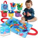 TenFans Montessori Fishing Toy for Babies 6-18 Months, Soft Cloth Ocean Sensory Toy with Stacking Cups & Color Sorting, Early Learning Toy, First Birthday Gift for Boys Girls