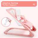 Baby Bouncer for Newborns 0-12 Months: 0-5 Years Portable Infant Girl Bouncer Seat Chair in Pink with Adjustable Recline & 3-Point Harness, Supports Up to 60 lbs