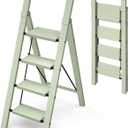 Mayi Plus 4 Step Ladder, Lightweight Folding Step Stool with ConvenientHandgrip, Aluminum 330lbs Capacity Step Ladder forOffice,Household,Kitchen,Library(Green)