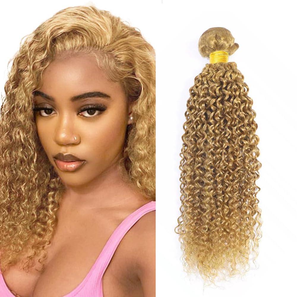 #27 Blonde Bundles Human Hair Water Wave Bundles 28 Inch Honey Blonde Water Wave Bundle Human Hair Extensions Unprocessed Virgin Remy Hair 1 Bundle 50 Gram Per Bundle