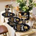 140PCS Graduation Party Supplies Congrats Grad Plates and Napkins Graduation Party Decorations Black Gold Disposable Tableware Set Congrats Grad Party Paper Plates, Serve 20 Guest