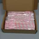 Potchen 100 Pcs Pink Bow Paper Straws Bulk Pink and White Disposable Striped Straws for Drinking, Pastel Theme Party Supplies for Birthday Wedding Bachelorette Baby Shower Cake Decor