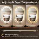 Niccy Oval LED Mirror for Bathroom, 36x24 Front Lit + Backlit Vanity Mirrors with Light Anti-Fog, Shatter-Proof, 3 Colors, Makeup Mirror with Gold Frame (Horizontal/Vertical)