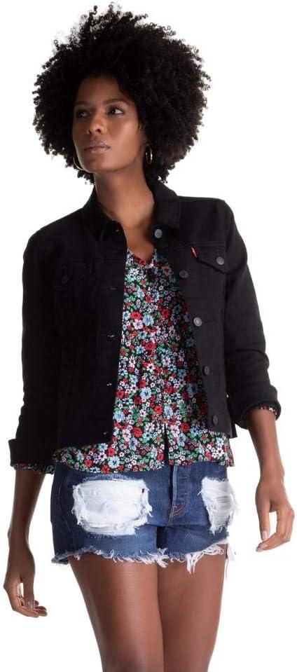Levi's Women's Premium Original Trucker Jacket (Large, Black and Black)