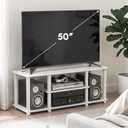Furinno Turn-S-Tube 3-Tier Toolless Assembly TV Stand, White, 3-Tier for 50"TV, Square Tube